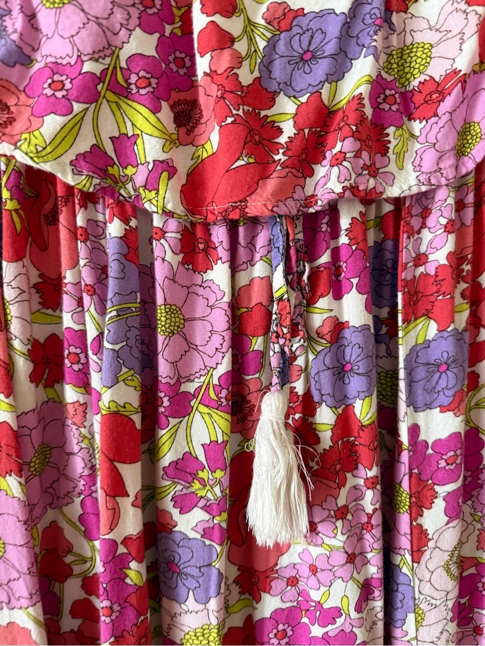 Japna Pink and Lavender Floral off shoulder Dress - Picture 8 of 9